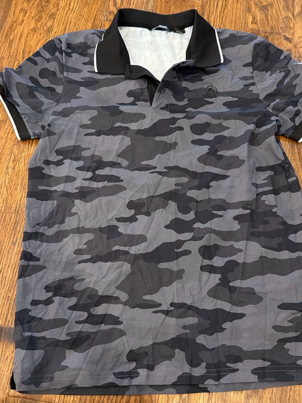 Men's Gray & Black Camo Polo Shirt